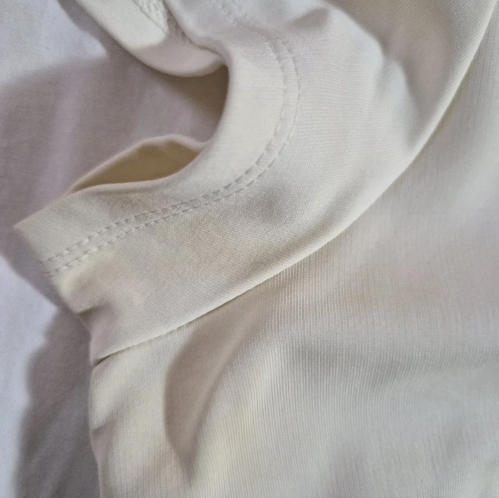 Talbots Petites White Beaded Neckline Short Sleeve Top Size LP - Picture 8 of 9